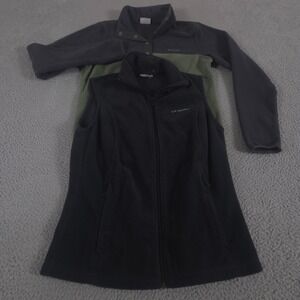 LOT OF 2 Columbia Pullover Vest Womens S Blue Green Benton Springs Foster Creek